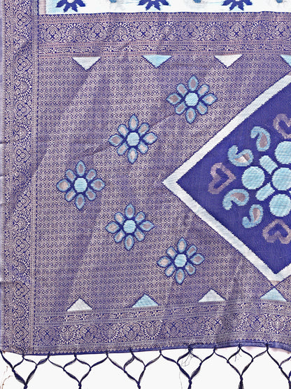 Astita Elegant Blue Linen Cotton Patola Saree – A Refreshing Harmony of Culture and Comfort