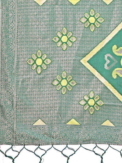 Astita Elegant Light Green Linen Cotton Patola Saree – A Refreshing Harmony of Culture and Comfort