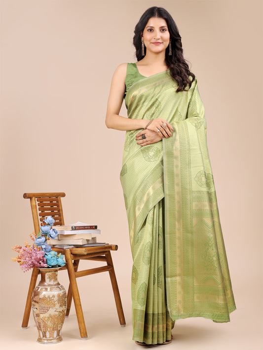 Astita Graceful Light Green Silk Saree – Subtle Sophistication for Every Occasion