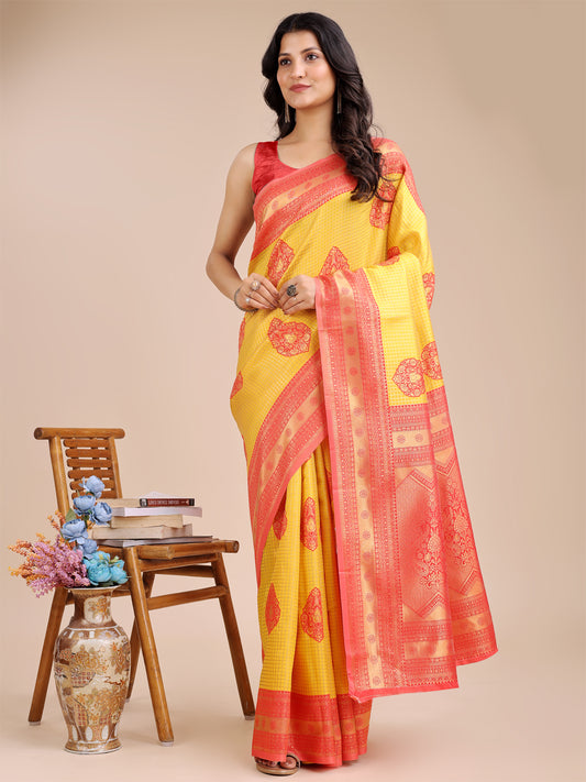 Astita Graceful Yellow Silk Saree – Subtle Sophistication for Every Occasion