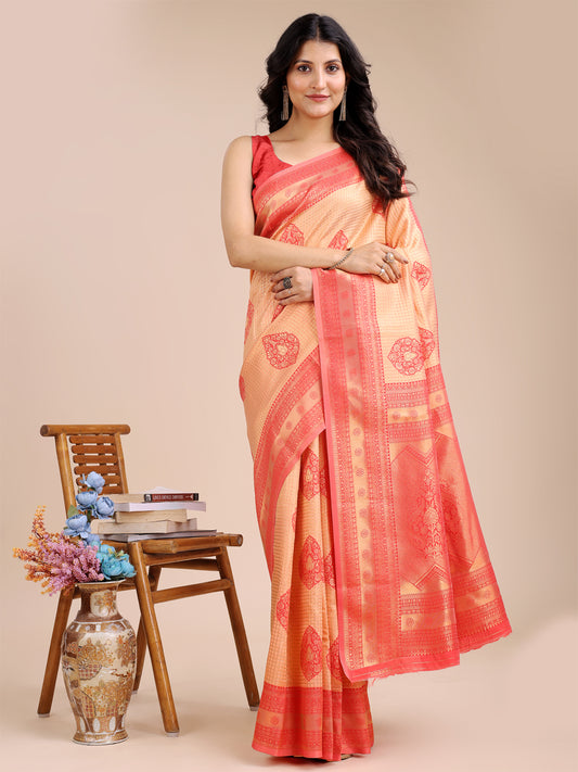 Astita Graceful Orange Silk Saree – Subtle Sophistication for Every Occasion