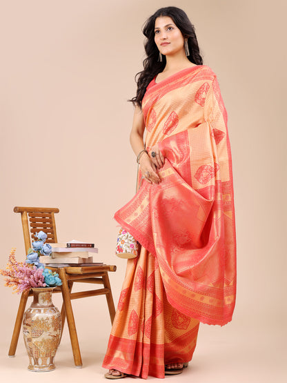 Astita Graceful Orange Silk Saree – Subtle Sophistication for Every Occasion