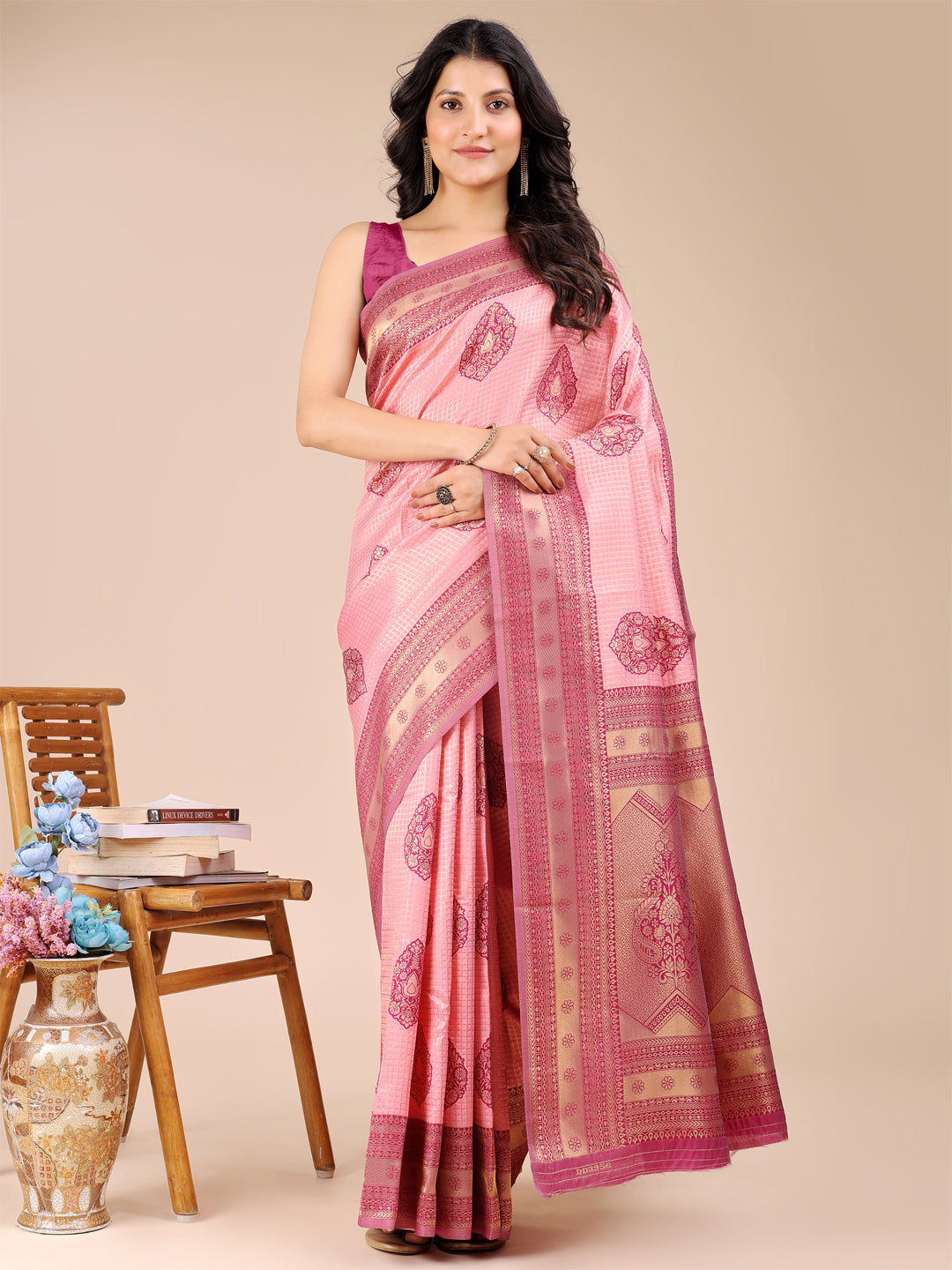 Astita Graceful Light Pink Silk Saree – Subtle Sophistication for Every Occasion