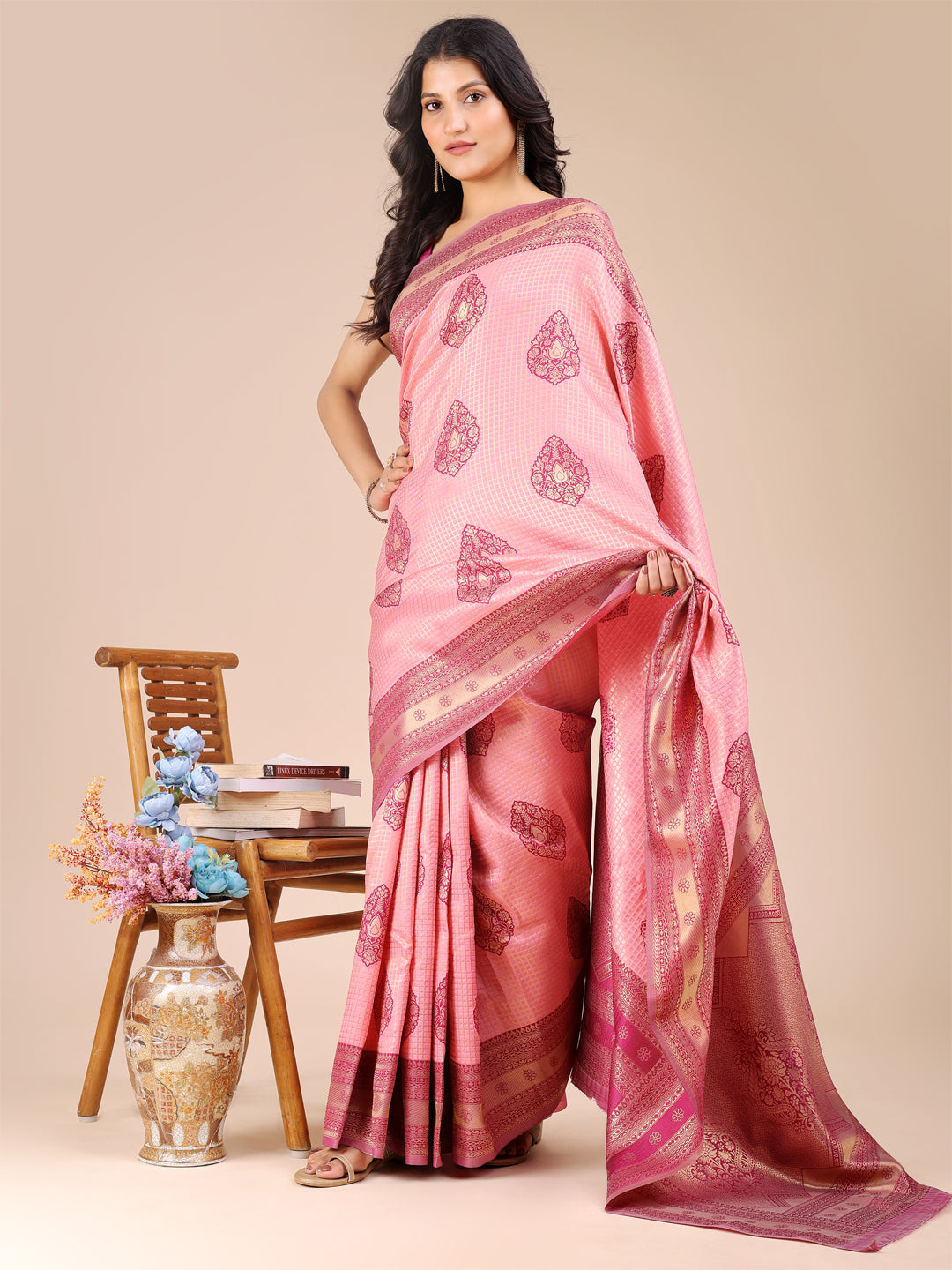 Astita Graceful Light Pink Silk Saree – Subtle Sophistication for Every Occasion