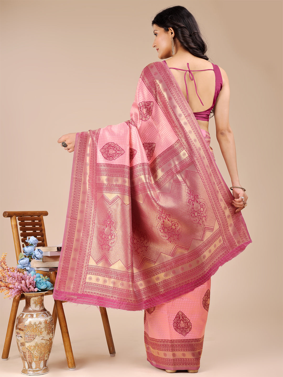 Astita Graceful Light Pink Silk Saree – Subtle Sophistication for Every Occasion