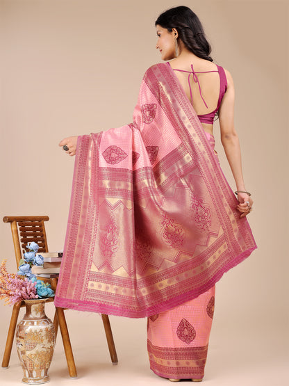 Astita Graceful Light Pink Silk Saree – Subtle Sophistication for Every Occasion