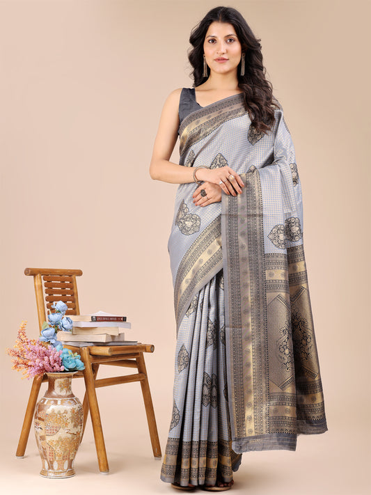 Astita Graceful Grey Silk Saree – Subtle Sophistication for Every Occasion