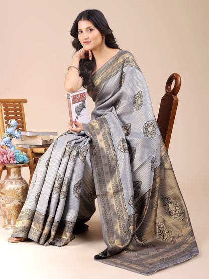 Astita Graceful Grey Silk Saree – Subtle Sophistication for Every Occasion