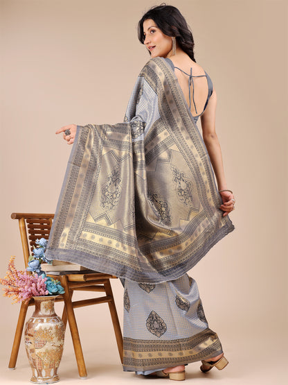 Astita Graceful Grey Silk Saree – Subtle Sophistication for Every Occasion