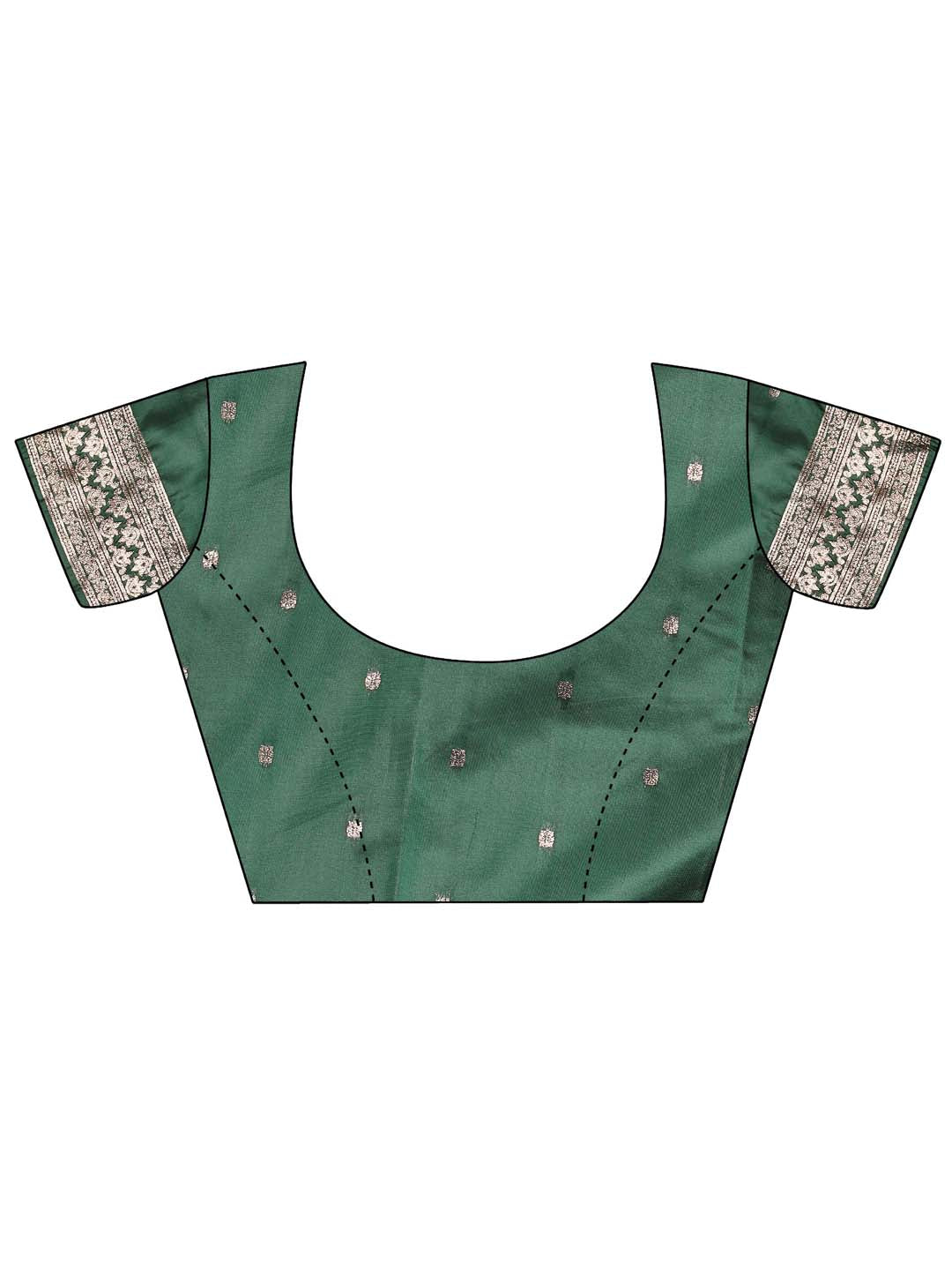 Astita Emerald Green Banarasi Silk Saree with Zari Floral Work – Elegance Woven in Every Thread