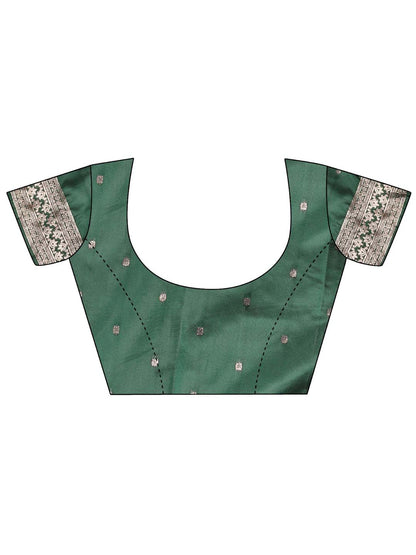 Astita Emerald Green Banarasi Silk Saree with Zari Floral Work – Elegance Woven in Every Thread
