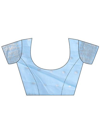 Astita Elegant Sky Blue Cotton Saree for Women – Soft Lightweight Saree with Zari Woven Butta & Tassel Border