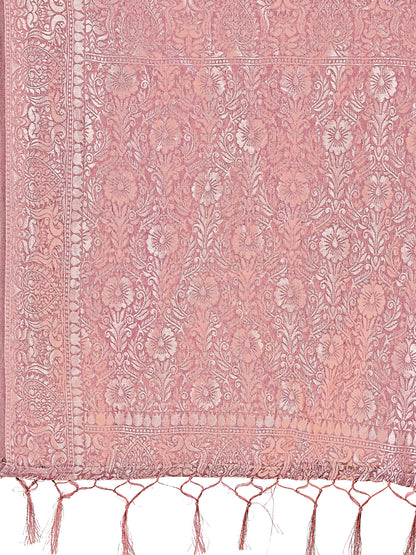 Elegant Purple Linen Cotton Saree with Silver Zari Border & Geometric Weave – Daily, Office & Festive Wear