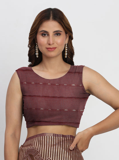 Astita Premium Purple Linen Cotton Saree with Rich Golden Zari Motifs - Elegant Office & Festive Wear for Modern Women