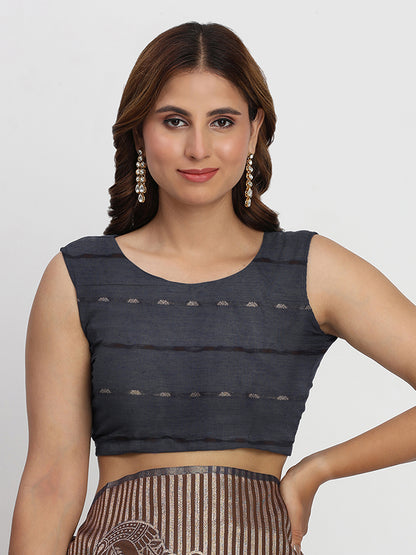Astita Premium Navy Blue Linen Cotton Saree with Rich Golden Zari Motifs - Elegant Office & Festive Wear for Modern Women