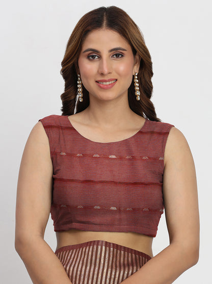 Astita Premium Maroon Linen Cotton Saree with Rich Golden Zari Motifs - Elegant Office & Festive Wear for Modern Women