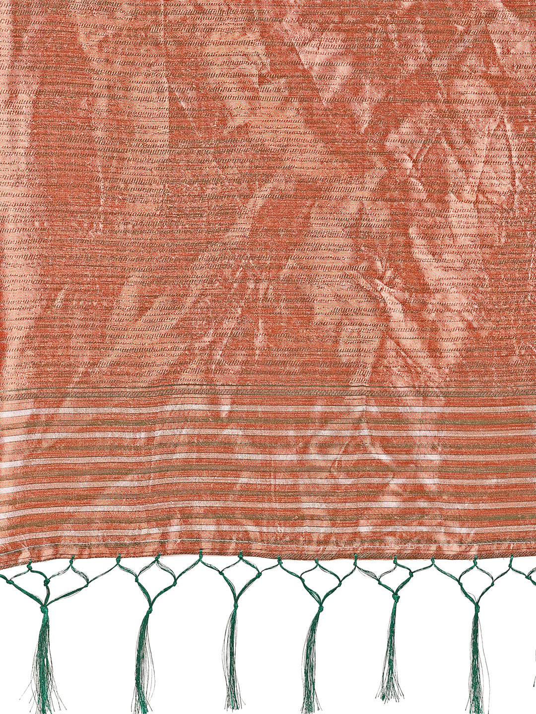 Elegant Green Linen Cotton Saree with Copper Zari Pallu and Artistic Brush Pattern – Festive & Formal Wear