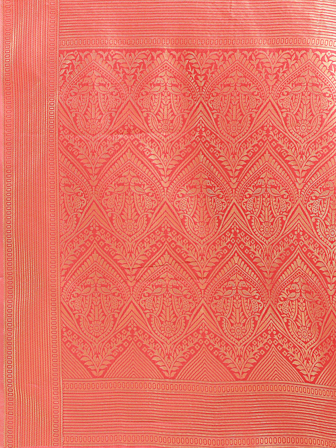 Astita Elegant Peach and Red Silk Saree – Graceful Artistry with Contemporary Charm