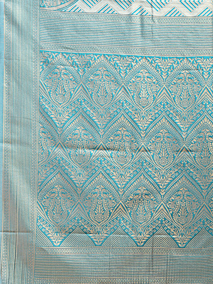 Astita Elegant Sea Green and Blue Silk Saree – Graceful Artistry with Contemporary Charm