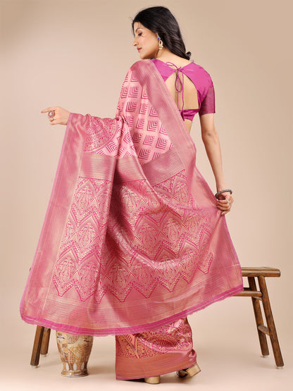 Astita Elegant Light Pink and Magenta Silk Saree – Graceful Artistry with Contemporary Charm