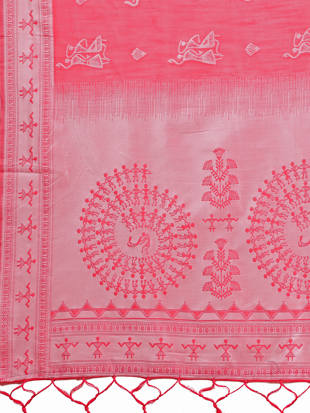 Astita Red & White Inspired Linen Cotton Saree for Women | Light, Soft, Ethnic Saree for Pooja, Office & Gifting
