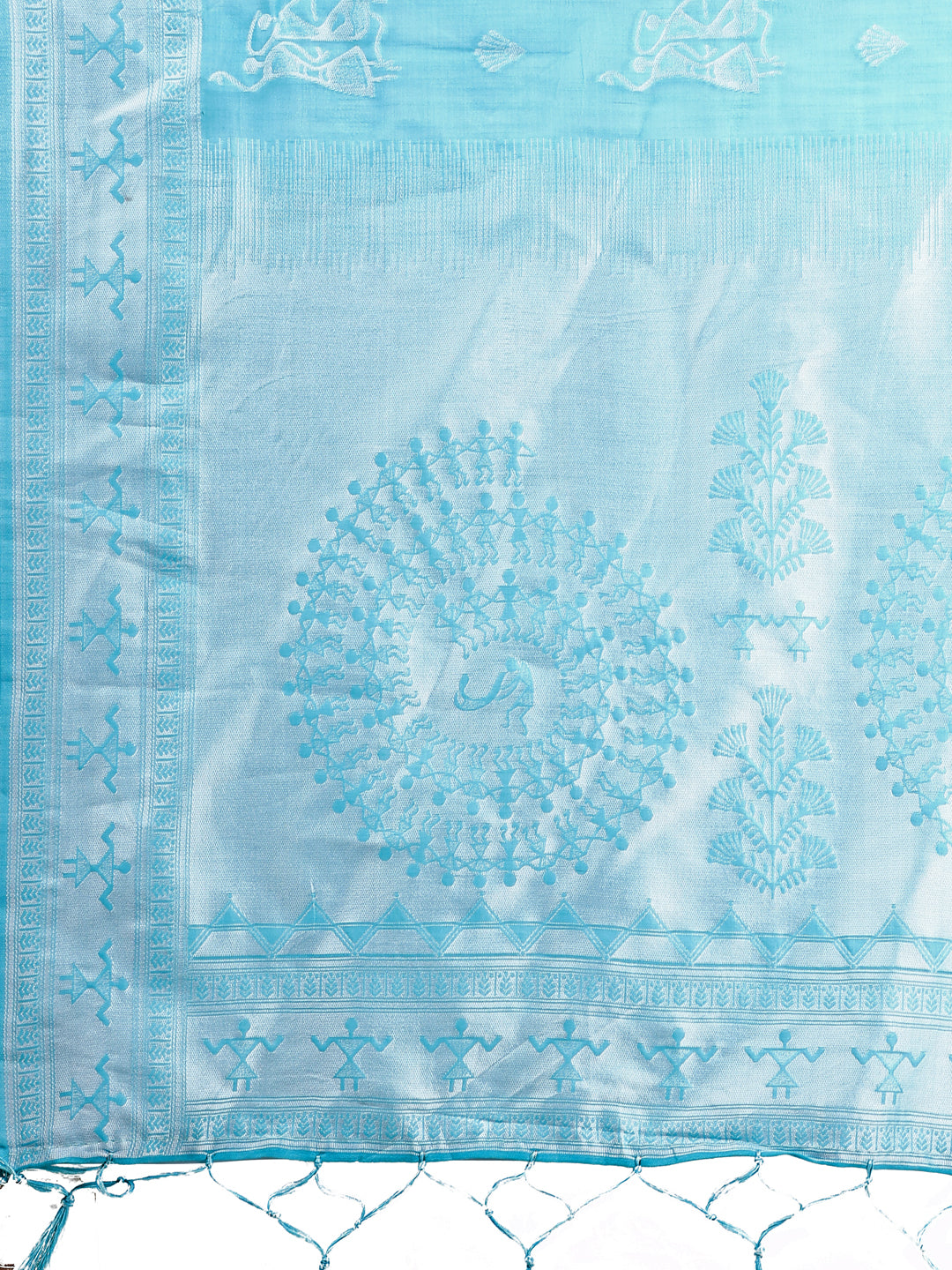 Astita Sky Blue & White InspiSky Blue Linen Cotton Saree for Women | Light, Soft, Ethnic Saree for Pooja, Office & Gifting