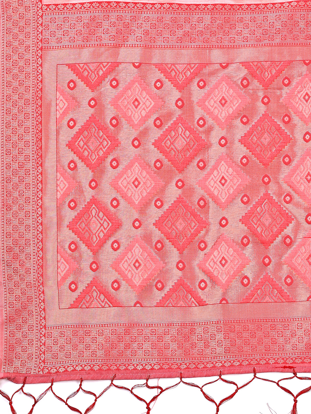 Astita Radiant Peach Linen Cotton Patola Saree – Where Tradition Dances with Elegance