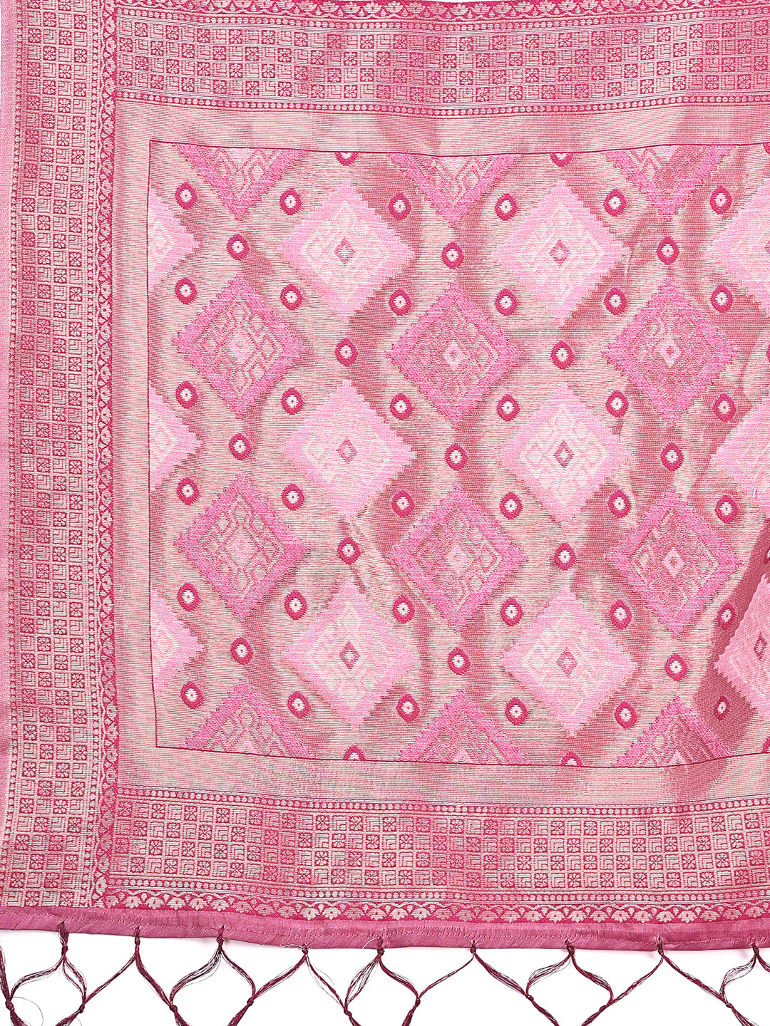 Astita Radiant Pink Linen Cotton Patola Saree – Where Tradition Dances with Elegance