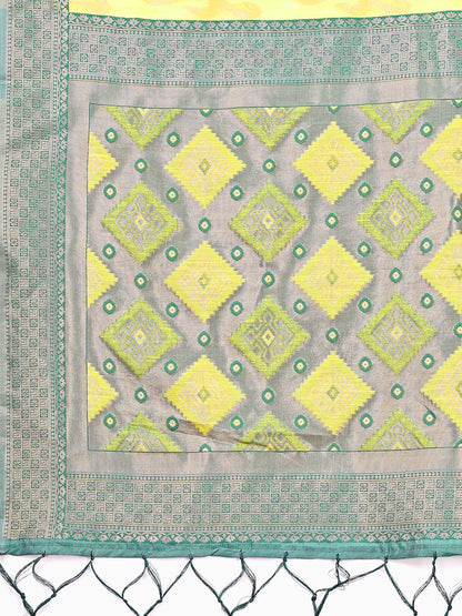 Astita Radiant Yellow Linen Cotton Patola Saree – Where Tradition Dances with Elegance