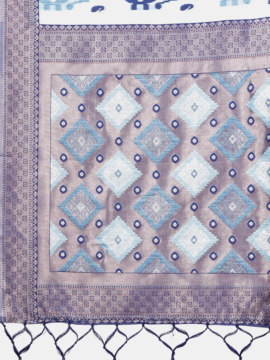 Astita Radiant Sky Blue Linen Cotton Patola Saree – Where Tradition Dances with Elegance