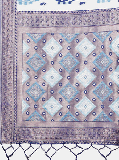 Astita Radiant Sky Blue Linen Cotton Patola Saree – Where Tradition Dances with Elegance