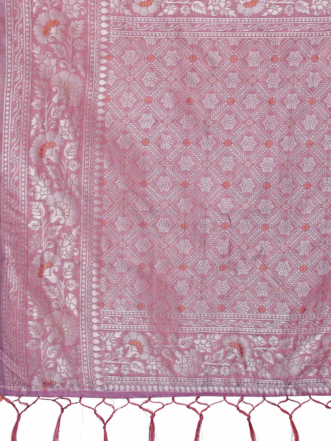 Astita Elegant Purple Linen Cotton Saree with Silver Zari – Perfect Blend of Comfort & Charm