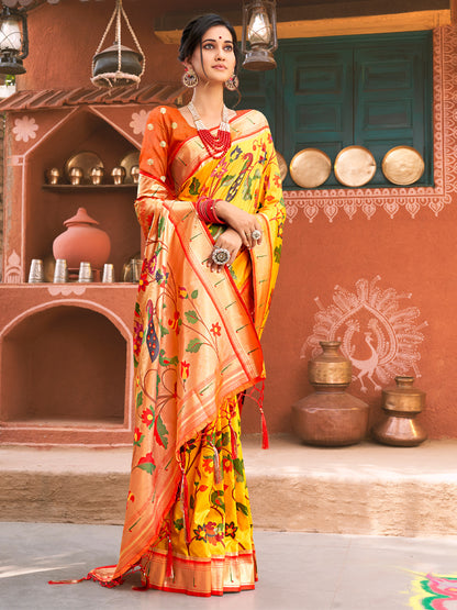 Astita Majestic Yellow Pure Kanjivaram Silk Saree | Bridal Heritage Collection | Limited Edition