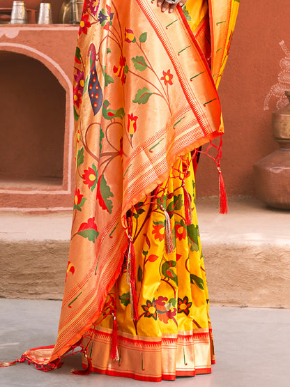 Astita Majestic Yellow Pure Kanjivaram Silk Saree | Bridal Heritage Collection | Limited Edition