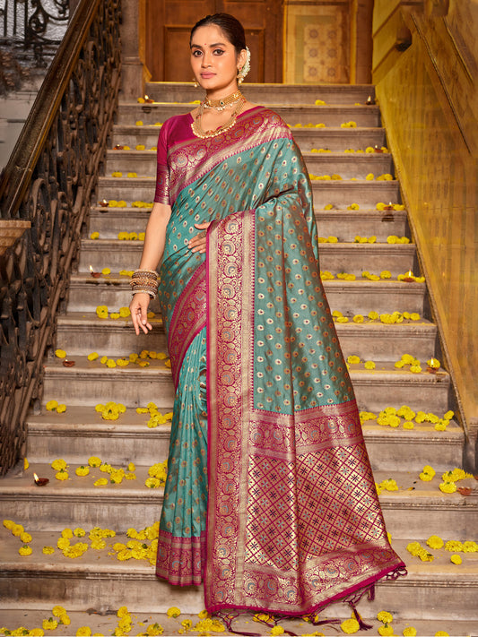 Astita Majestic Teal Pure Kanjivaram Silk Saree | Bridal Heritage Collection | Limited Edition