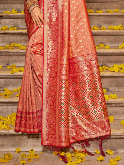 Astita Majestic Peach Pure Kanjivaram Silk Saree | Bridal Heritage Collection | Limited Edition