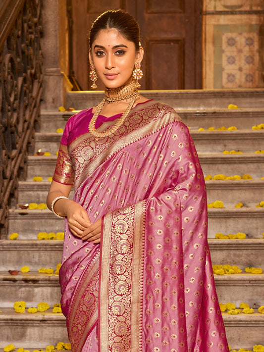 Astita Majestic Light Pink Pure Kanjivaram Silk Saree | Bridal Heritage Collection | Limited Edition