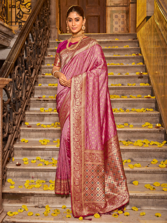 Astita Majestic Light Pink Pure Kanjivaram Silk Saree | Bridal Heritage Collection | Limited Edition