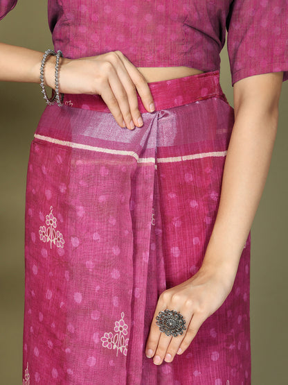 Astita Purple Printed Cotton Ready-to-Wear Saree with Pocket & Inner Lining | Comfortable Daily & Office Wear Saree for Women
