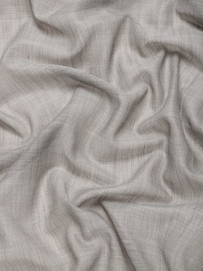 Grey Woven Linen Blend Saree with Silver Zari
