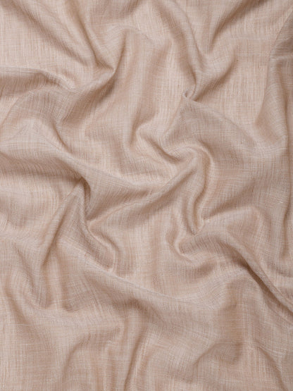 Brown Woven Linen Blend Saree with Silver Zari Border & Tassels