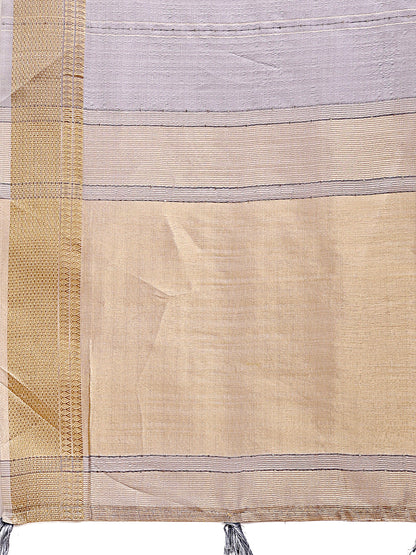 Astita Elegant Grey and Gold Organza Saree – Sheer Sophistication for Modern Celebrations