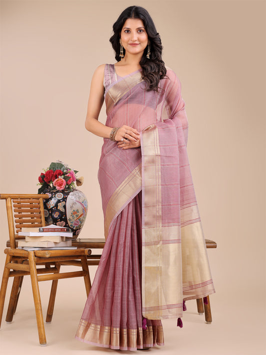 Astita Elegant Grey and Gold Organza Saree – Sheer Sophistication for Modern Celebrations