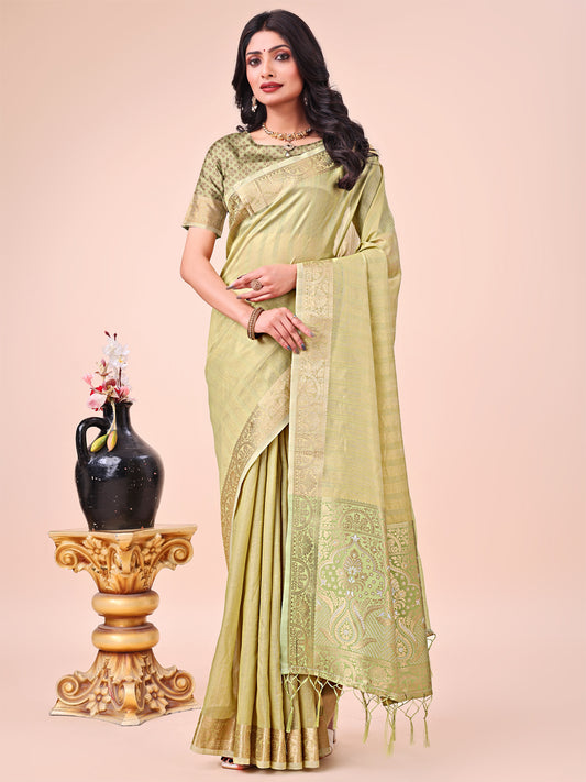 Astita Light Green Organza Saree – Ethereal Sophistication in Every Fold