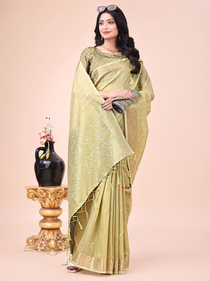 Astita Light Green Organza Saree – Ethereal Sophistication in Every Fold