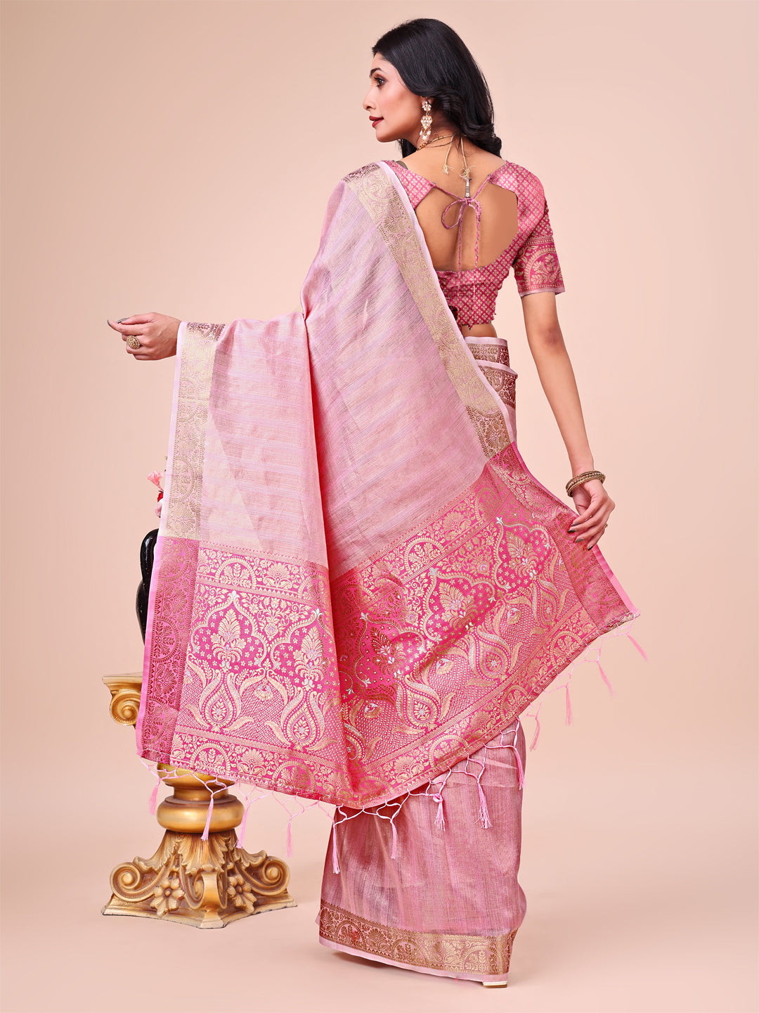 Astita Pink Organza Saree – Ethereal Sophistication in Every Fold
