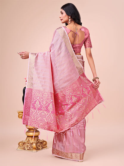 Astita Pink Organza Saree – Ethereal Sophistication in Every Fold