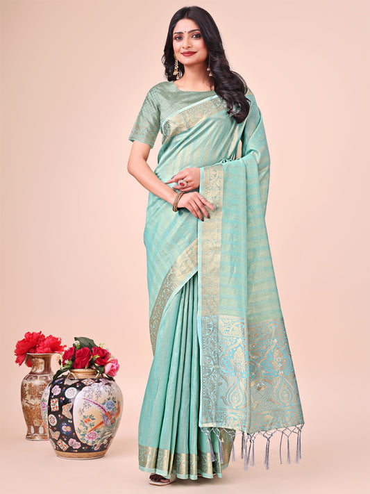 Astita Teal Organza Saree – Ethereal Sophistication in Every Fold