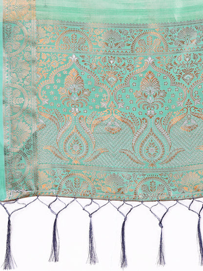 Astita Teal Organza Saree – Ethereal Sophistication in Every Fold