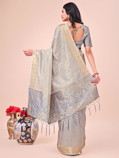 Astita Light Grey Organza Saree – Ethereal Sophistication in Every Fold